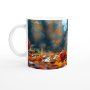 Spooky-Cute Skeleton Jack-o'-Lantern 11oz Ceramic Mug - Perfect for Halloween & Fall Festivities