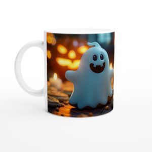 Spooky-Cute Ghost White 11oz Ceramic Mug - Happy Halloween Vibes