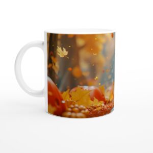 Autumn Warrior Whimsical Blue Knight 11oz Ceramic Mug - Fall Fantasy Collection