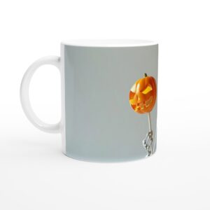 Spooky Fun Halloween Pumpkin Skeleton White 11oz Ceramic Mug - Perfect for Ghoulish Sips!