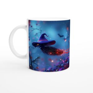 Enchanted Halloween Witch's Broomstick White 11oz Ceramic Mug