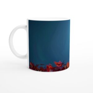 Cute Spooky Mummy with Autumn Leaves 11oz Ceramic Mug - Perfect for Halloween & Fall Beverages