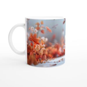Charming Ghost & Autumn Leaves White 11oz Ceramic Mug