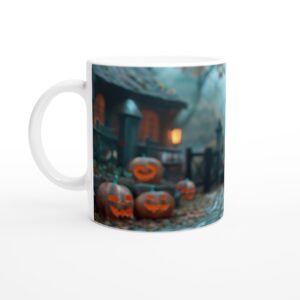 Spooky Cute Goth Kid with Lollipop 11oz Ceramic Mug - Whimsical Halloween Charm