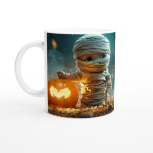 Charming Baby Mummy Halloween Mug - Cozy Autumnal Spooky Season Ceramic Cup