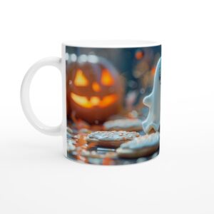 Spooktacular Ghost & Pumpkin Delight 11oz Ceramic Mug - Perfect for Halloween Cheer!