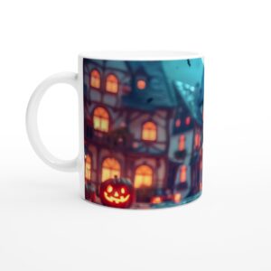 Spooky-Cute Vampire Boy Halloween Mug - White 11oz Ceramic Mug for Trick-or-Treaters & Ghoul-Friends!