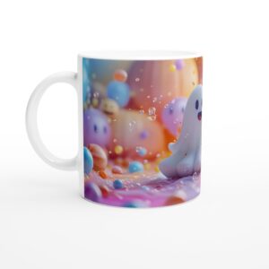 Spooky Cute Pastel Ghost 11oz Ceramic Mug - Whimsical & Fun Design for Halloween