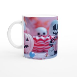 Spooky Cute Skeleton Halloween Delight 11oz Ceramic Mug - Perfect for Pumpkin Spice & Hot Cocoa!