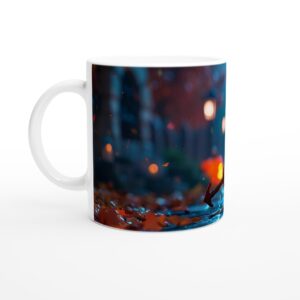 Spooky Cute Halloween Night White 11oz Ceramic Mug - Whimsical Fall Decor