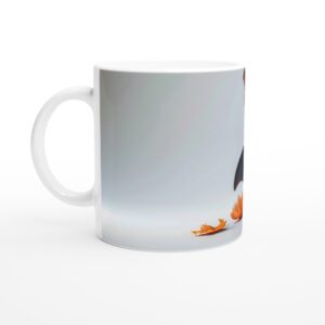 Cute Little Bat with Apple 11oz Ceramic Mug - Whimsical Charm for Your Daily Brew