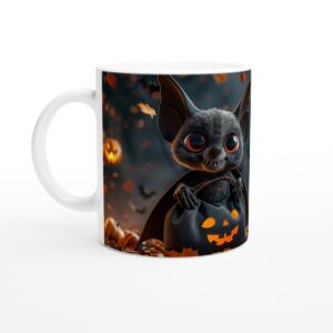 Cute Spooky Bat Trick-or-Treat Halloween Mug - White 11oz Ceramic Mug