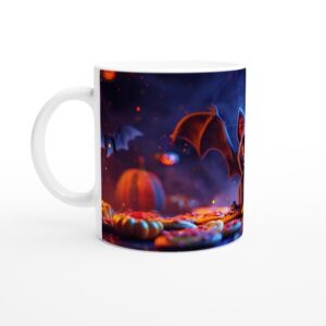 Spooky Cute Bat Halloween Ceramic Mug - Whimsical Holiday Coffee Cup