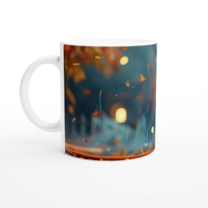 Little Firefighter & Jack-o'-Lantern Halloween Mug - Cozy Autumn Vibes, White 11oz Ceramic Mug