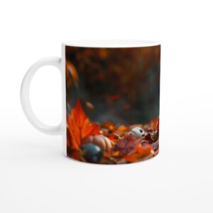 Autumn Spirit Gothic Voodoo Doll Inspired 11oz Ceramic Mug - Vibrant Fall Foliage & Spooky Charm