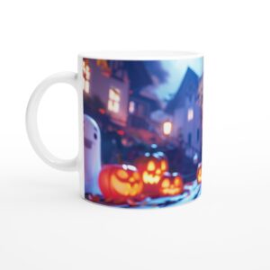 Spooky Fun Halloween Kid & Ghost Ceramic Mug - Perfect for Trick-or-Treat Vibes