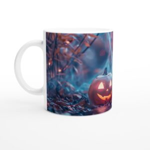 Spooky-Cute Ghost Toddler & Jack-o'-Lantern 11oz Ceramic Mug