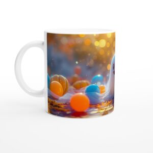 Charming Ghost & Autumn Glow 11oz Ceramic Mug - Whimsical Fall & Halloween Design
