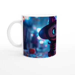 Neon Halloween Skeleton Cutie 11oz Ceramic Mug - Spooky & Sweet Drinkware
