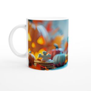 Spooky Cute Zombie Halloween Mug - Teal & Orange Delight