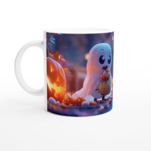Cute Spooky Ghost & Pumpkin Halloween 11oz Ceramic Mug