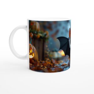 Spooky-Cute Bat & Jack-o'-Lantern Halloween 11oz Ceramic Mug