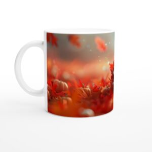 Autumn Ghostly Charm 11oz Ceramic Mug - Spooky Cute Fall Coffee & Hot Chocolate Cup