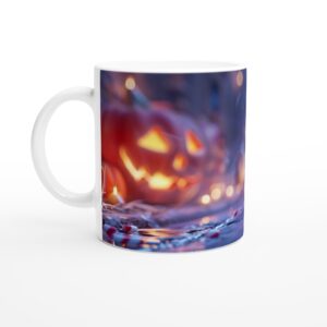 Cute Ghost & Candy Cane Halloween Mug - Spooky Sweet 11oz Ceramic Mug