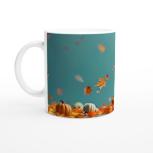 Spooky Cute Skeleton with Jack-o'-Lanterns White 11oz Ceramic Mug