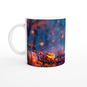 Spooky Forest Witch & Jack-o'-Lantern 11oz Ceramic Mug - Vibrant Halloween Decor