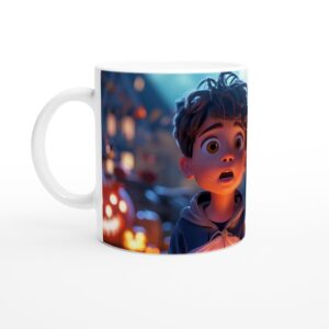 Spooky Night Kid's Halloween Mug - White 11oz Ceramic Mug for Trick-or-Treat Fun