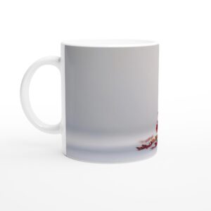 Charming Ghost & Autumn Leaves White 11oz Ceramic Mug - Spooky Season Delight