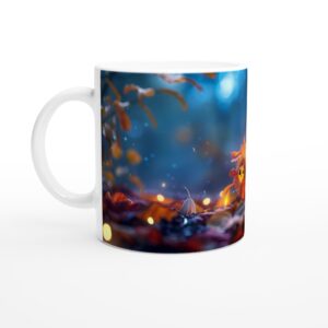 Cute Spooky Ghost & Autumn Leaves 11oz Ceramic Mug - Perfect for Halloween & Fall Beverages